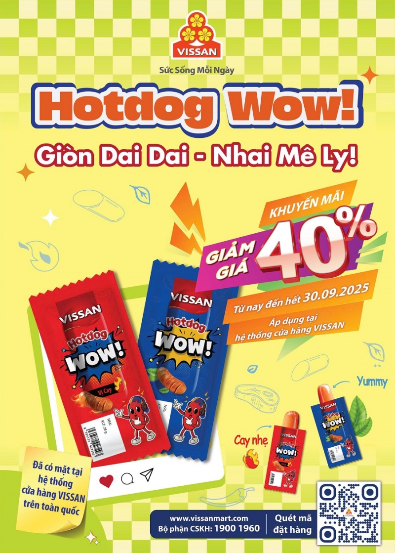 VISSAN RA MẮT SẢN PHẨM MỚI HOTDOG WOW! – GIÒN DAI DAI, NHAI MÊ LY ƯU ĐÃI GIẢM GIÁ 40% TRÊN TOÀN QUỐC